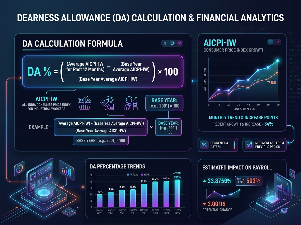 7th Pay Commission DA Calculation Formula Infographic Chart