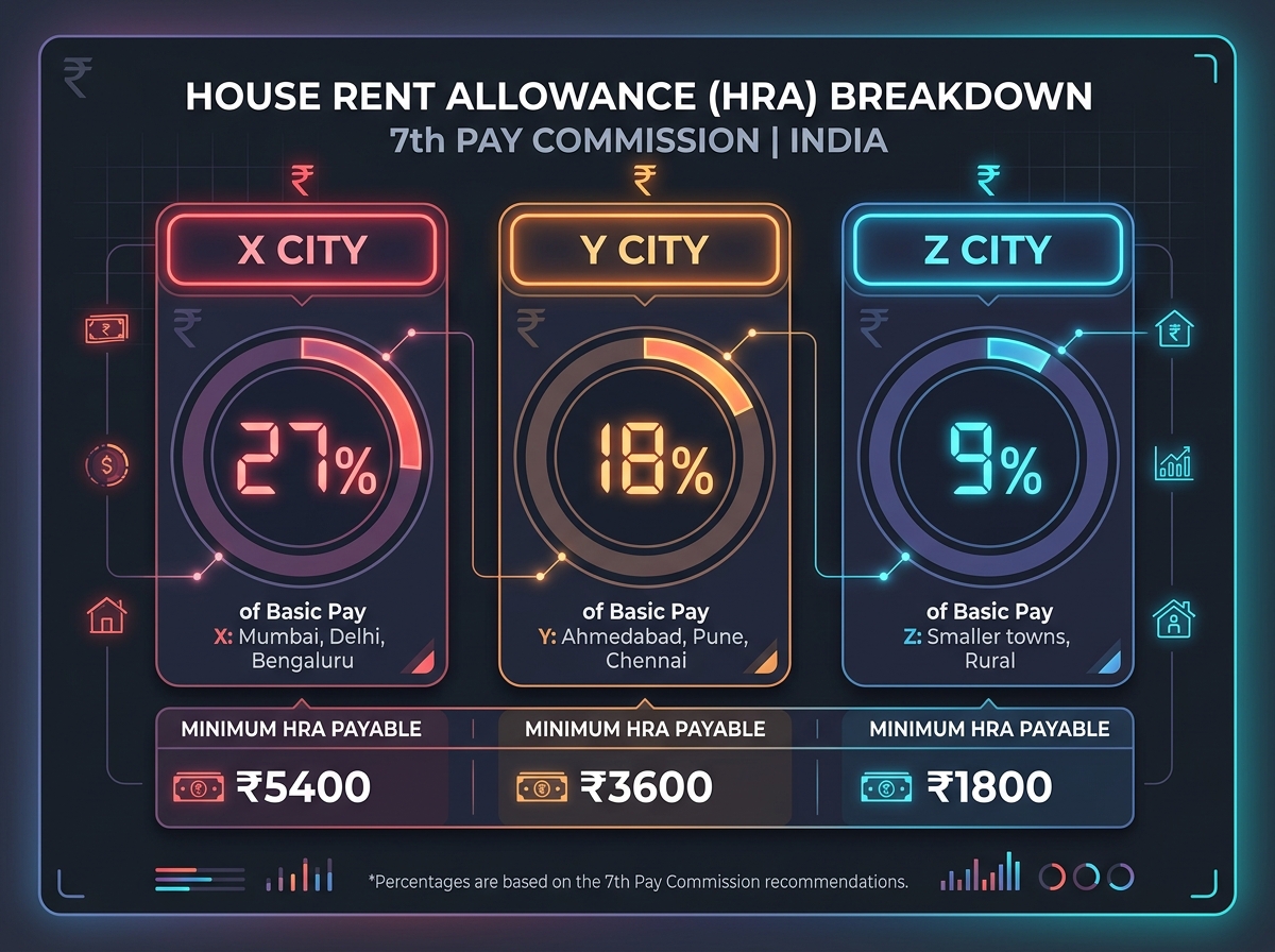 House Rent Allowance HRA City Classification X Y Z Rates Chart