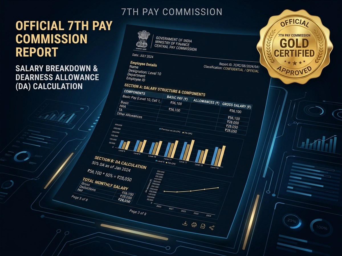 Official 7th CPC Salary and DA Breakdown PDF Report Sample